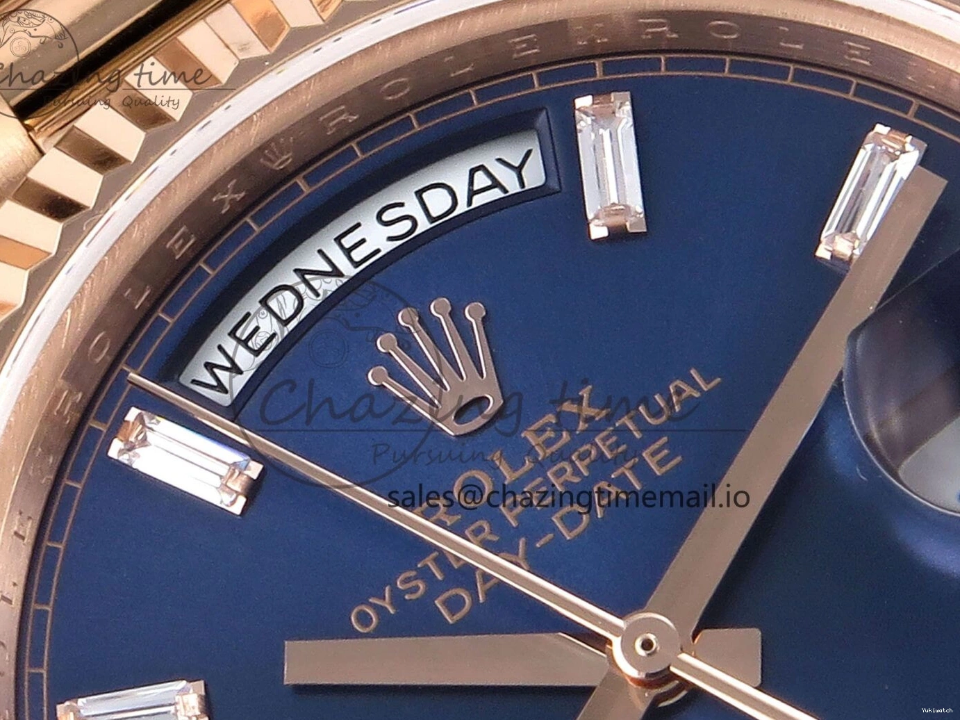 President Markers 228235 Edition Dial on Best Date Blue Bracelet Day VR2836 Diamonds Bezel QF Crystal 40 RG 1:1 0520
